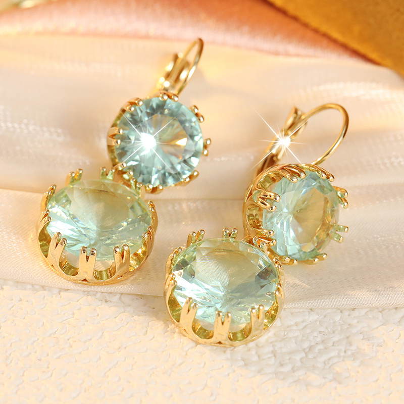 Women's Light Mint Green Ear Hook Claw Set with Zirconia